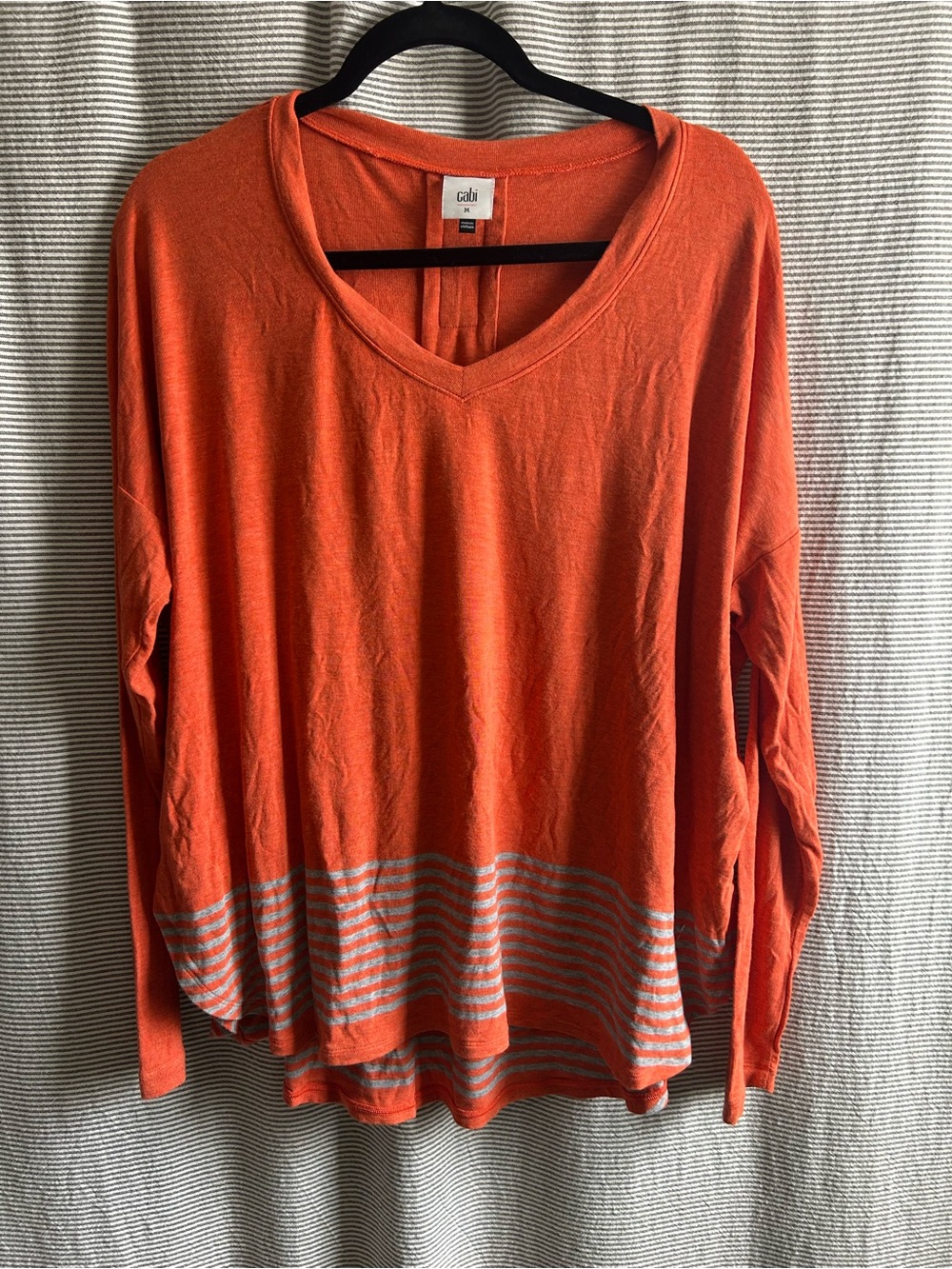 Cabi Orange V-Neck Long Sleeve Top